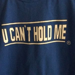 Blue with white lettering outlines gray,men/woman